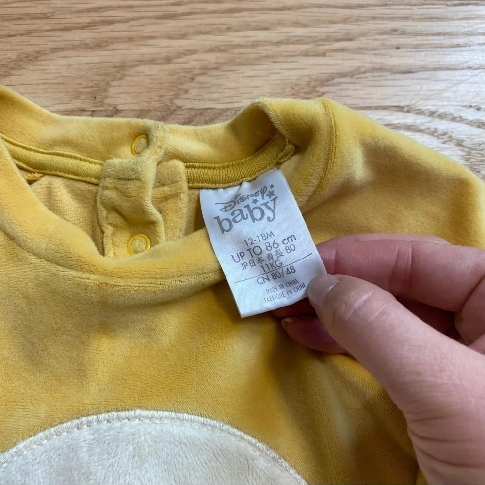 Disney Baby Simba Footless Pajamas Body Suit Lion King 12-18 mos W/ Hat Yelllow